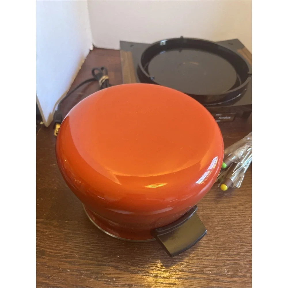 VTG 70s Cornwall Fondue‎ Set The Cortina Flame Red Model 5248 Complete Tested